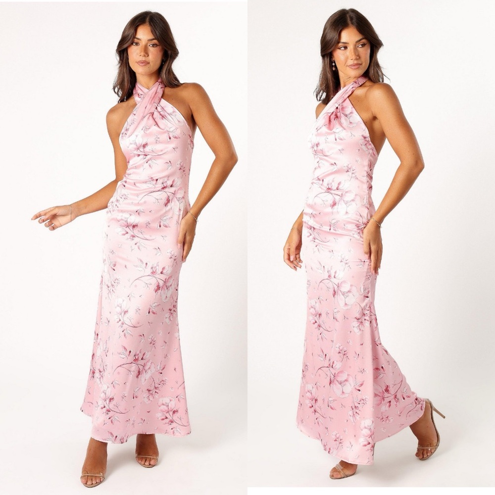 NWT Petal & Pup Mila Halter Neck Maxi Pink Floral - Picture 2 of 13